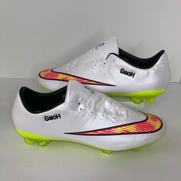 Nike Men's Rare Mercurial Vapor X FG 648553 170 White Yellow Cleats Size 10.5 - Picture 2 of 11